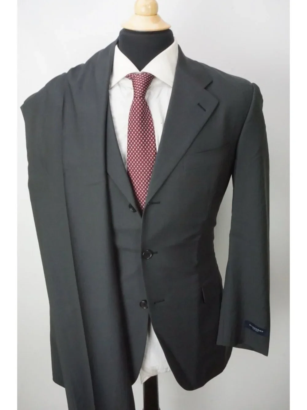Burberry London Gray Blue Wool 2 Pc Suit Jacket Pants Sz 38R BRAND NEW